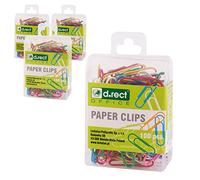 D.RECT - Clips de colores (28 mm, 100 unidades, en caja de plástico, 12 cajas)