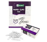 D.RECT - Clips de Papel 50 mm, 1000 unidades | Clips de Metal | galvanizado, punta redonda | 10x100 unidades