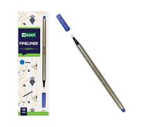 D.RECT D407 Fineliner - Rotulador de punta fina adecuado para el uso diario, escritura y material escolar, muy fino, ancho de línea aprox. 0,4 mm, 12 unidades, color azul