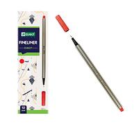 D.RECT D407 Fineliner - Rotulador de punta fina adecuado para el uso diario, escritura y material escolar, muy fino, ancho de línea aprox. 0,4 mm, 12 unidades, color rojo