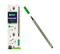 D.RECT D407 Fineliner - Rotulador de punta fina adecuado para el uso diario, escritura y material escolar, muy fino, ancho de línea aprox. 0,4 mm, 12 unidades, color verde