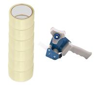 D.RECT - Desenrollador para cinta adhesiva con 6 rollos de cinta transparente (50 m x 48 mm, carrete para cinta de embalaje hasta 50 mm de ancho, cinta para embalar paquetes