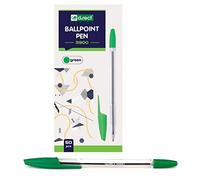 D.RECT Juego de 50 bolígrafos con tapa transparente, bolígrafo con bola de carburo de tungsteno, color verde