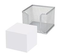 D.RECT KOMO Organizador de Notas con Hojas 95x95x80 mm - Portalápices de Malla Metálica Plata - Dispensador Compacto para Escritorio Oficina y Home Office