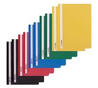 D.RECT Lote de 10 Carpetas A4 con Tapa Transparente - Carpetas de Láminas PP sin Perforación - 5 Colores Surtidos (2 por color) - Carpetas Escolares y de Oficina con Etiqueta Fronta