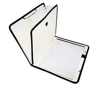 D.RECT Maletín portadocumentos, bloc de notas, carpeta clasificadora, ampliable, portátil, carpeta portadocumentos, goma redonda con botón de cierre, 7 compartimentos A4, color blanco