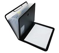 D.RECT Maletín portadocumentos, bloc de notas, carpeta clasificadora, ampliable, portátil, carpeta portadocumentos, goma elástica redonda con botón de cierre, 7 compartimentos A4 negro