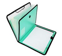 D.RECT Maletín portadocumentos, bloc de notas, carpeta organizadora, ampliable, portátil, archivador de documentos, goma redonda con botón de cierre, 7 compartimentos A4 menta