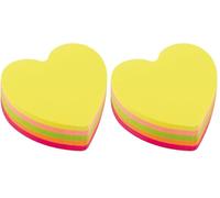 D.RECT | Notas Adhesivas | Set de 1 | 70x70mm | 1x400 un Bloque de Hojas | Material de Oficina | Multicolor - Diseño de Corazón (Paquete de 2)