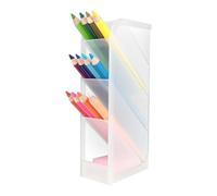 D.RECT Organizador de escritorio para oficina, escuela, hogar, 4 compartimentos, 4 compartimentos, soporte para bolígrafos, color blanco
