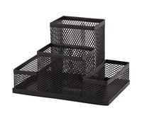 D.RECT Organizador de Escritorio | Portalápices de Metal con Soporte de Malla para Notas | 103 x 154 x 103 mm | Multifuncional | Accesorio de Almacenamiento de Oficina | Negro