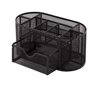 D.RECT Organizador de Escritorio | Portalápices de Metal | Estante de Escritorio con Portalápices de Malla | 350 x 297 x 275 mm | Negro