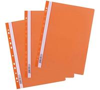 D.RECT Pack 25 Carpetas A4 PP Perforadas para Archivadores con Tira de Identificación Naranja
