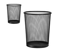 D.RECT Papelera de oficina de 19 l, cubo de basura de malla de alambre, cubo de papel, cubo de metal de oficina, redondo, XXL, negro, 2 unidades