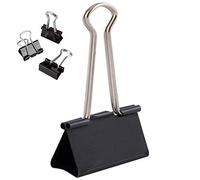 D.RECT Pinzas Plegables Metálicas para Papel - Set de 12 Clips de Carpeta de 51 mm - Color Negro - Clips Grandes Reforzados para Documentos, Oficina, Escuela y Hogar