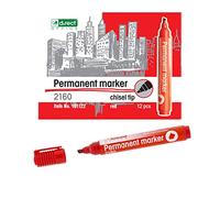 D.RECT - Rotulador permanente 2160 CT | Resistente al agua y secado rápido | Para muchas superficies | Tinta segura | Rojo - 12 unidades
