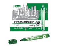 D.RECT - Rotulador permanente 2160 CT | Resistente al agua y secado rápido | Para muchas superficies | Tinta segura | Verde - 12 unidades