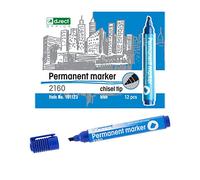 D.RECT - Rotulador permanente 2160 CT | Resistente al agua y secado rápido | Para muchas superficies | Tinta segura | Azul - 12 unidades