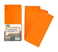 D.RECT Separadores de Cartón | Lote de 100 | Cintas de Separación de Papel | 1/3 Hoja A4 | 11x24 cm | 160 g | Para una Perfecta Separación de Archivos | Cintas de Separación | Naranja