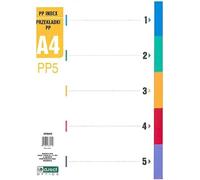 D.RECT - Separadores para A4, PP5, 5 separadores, pestañas con número 1 - 5, multicolor, separadores de colores de polipropileno, polipropileno