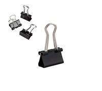 D.RECT Set de 144 Pinzas Metálicas Plegables - 15 mm - Clips Negros para Papel y Documentos - Pack Económico para Oficina, Escuela y Hogar