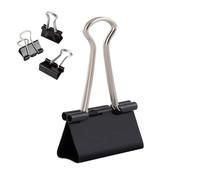 D.RECT Set de 144 Pinzas Metálicas Plegables - 32 mm - Clips Negros Reforzados para Documentos y Papel - Uso en Oficina, Escuela y Hogar