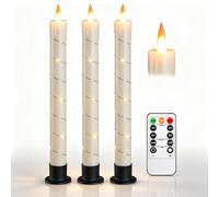 Da by 3 Velas LED de Varilla Marfil con Hilo de Cobre, Llama Parpadeante Realista, 1 Mando, Resistente al Calor, Reutilizables para Decoración Interior y Exterior