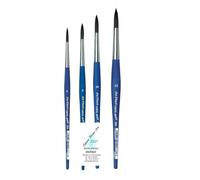 Da Vinci Cepillo Redondo de la Serie 393, Fibra sintética, Azul Mate, Set 4 pcs,no, 6, 8, 10, 12