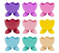 dabinzhijia Juego de 9 Hueveras de Silicona, Soporte para Huevos Cocidos y Pasados por Agua, Hueveras de Colores para Desayuno, Brunch, Cocina, Familia,