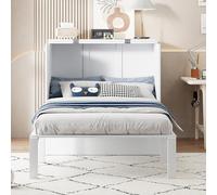 DACHETOU Cama vertical de 90 x 200 cm, color blanco, con somier, cama plegable de pared, cama juvenil, sin colchón