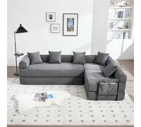 DACHETOU Sofá familiar de 180 x 270 cm con espacio de almacenamiento y función modular, embalaje al vacío para un montaje sin esfuerzo, módulos combinables, color gris oscuro