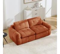 DACHETOU Sofá modular de 2 plazas, chenilla con relleno cuadrado, espuma 32D de alta densidad, color naranja, asiento profundo, minimalista, sin montaje, para apartamento, salón y dormitorio