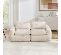 DACHETOU Sofá modular de 2 plazas con relleno cuadrado de espuma 32D de alta densidad, chenilla, beige, asiento profundo, minimalista, sin montaje, para salón o dormitorio