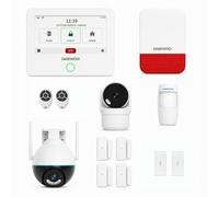 Daewoo - Pack de Alarma AM311, Central de Pantalla táctil, Detector de Movimiento Apto para Animales, contactores de Puerta, vibración, Sirena, cámara rotativa Interior y Exterior, Control Remoto