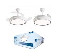 DAEWOO PREMIUM VENTILADOR DE TECHO CON LUZ 42/106D BLANCO -ASPAS RETRACTILES-MOTOR 30W LED 35W-3 TEMP REGULABLES DIMMABLE 6VELOCIDADES ULTRASILENCIOSO,FUNCION VERANO/INVIERNO -CONTROL APP,TEMPORIZADOR