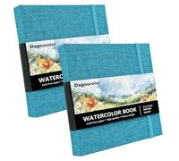 DagouColor Acuarela Papel Sketchbook, 5.5"x5.5", 2 Pack, 30 hojas, 300GSM Papel Color Agua Prensado Frío, Tapa Tela Libro Para Artistas Principiantes Adultos, Pintura, Dibujo, Medios Mixtos