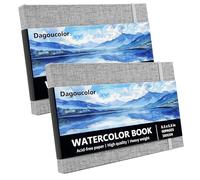 DagouColor Acuarela Papel Sketchbook, 5.5"x8.5", 2 Pack, 30 hojas, 300GSM Papel Color Agua Prensado Frío, Tapa Tela Libro Para Artistas Principiantes Adultos, Pintura, Dibujo, Medios Mixtos