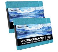 DagouColor Acuarela Papel Sketchbook, 5.5"x8.5", 2 Pack, 30 hojas, 300GSM Papel Color Agua Prensado Frío, Tapa Tela Libro Para Artistas Principiantes Adultos, Pintura, Dibujo, Medios Mixtos