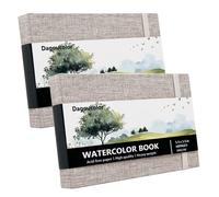 DagouColor Bloc de acuarela, 2 Pack, Beige, 14 * 8.9cm | 30 hojas, 300GSM Papel Color Agua Prensado Frío, Tapa Tela Libro Para Artistas Principiantes Adultos, Pintura, Dibujo