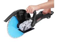 DAHAD Cortador de hormigón de 3000 W con hoja de sierra de diamante de 355 mm, sierra de piedra de 135 mm de profundidad de corte, corte en seco en húmedo, mango giratorio de 180°, cortadora eléctrica