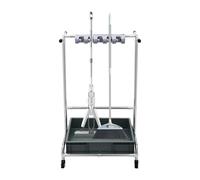 DAHAD Soporte para fregona con ruedas, soporte para escobas, estantería de acero inoxidable, organizador con bandeja recogedora, 10 soportes y 12 ganchos, carrito de limpieza móvil para baño, garaje