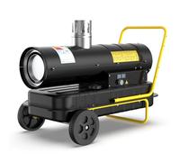 DAHTEC Calefactor Diésel de Indirecta 30 kW - Termoventilador Industrial - Depósito de Gran Capacidad 50 L - Con Ruedas y Termostato Regulable - Para Talleres, Obras y Uso Agrícola