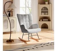 DAHUEN Mecedora, Silla de Lactancia, Sillon Lactancia, con Respaldo y reposabrazos Acolchados, Silla habitacion Dormitorio, para salón, habitación de bebé, Gris, Tela de Peluche