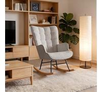 DAHUEN Silla Mecedora para Adultos, Silla de Lactancia de Tela de Peluche Teddy, Silla Mecedora, Sillones de Salón con Respaldo, para Dormitorio, Salón, Gris Claro (Gris Claro)