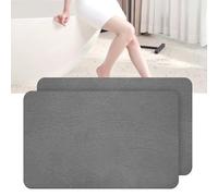 Dai Lufei Alfombra de baño de piedra: tierra de diatomeas natural, alfombrilla de ducha súper absorbente, de secado rápido, antideslizante, alfombrilla de baño y suelo de baño (gris oscuro*2)