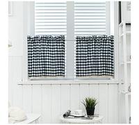 DAIHAN Cortinas Cortas, para Cocina, Cortina del café, Cortina del Comedor, Cortinas de la Sol para Ventanas, para bistró, Estilo rústico, Moderno, Vintage, a Cuadros,Armada,90x45cm(35x17)(1 Panel)