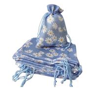 Daihellenstone 20 bolsas de arpillera floral de tamaño pequeño de 5.5 x 3.9 pulgadas con cordón, color blanco y azul, bolsas de flores para bodas, fiestas, regalos de joyería