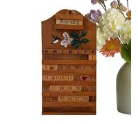 Daily Block Calendar, Wooden Date Display, 3,94 x 1,97 in Desk Calendar with Hand-Painted Numbers, Rustic Farmhouse Decor with Interchangeable Cubes, Vintage Tabletop Ornament for Home Entryway