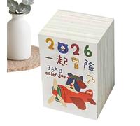 Daily Calendar 2026 - Cartoon Illustration Planner, 365 Days Small Tear Off Desk Calendar with Cute Artwork Design, Compact Daily Date Tracker, Desktop Time Management Accessory for Home School