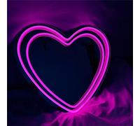 DAKABUKA Letrero de neón corazón, luz rosa, espejo LED para Día de la Madre, regalo niñas, bodas, cumpleaños, fiestas, decoración (38x38 cm)